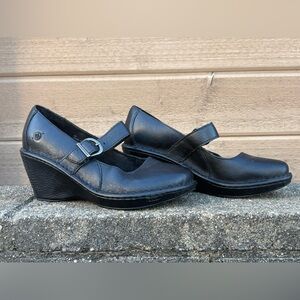 Born black leather Mary Jane Wedges